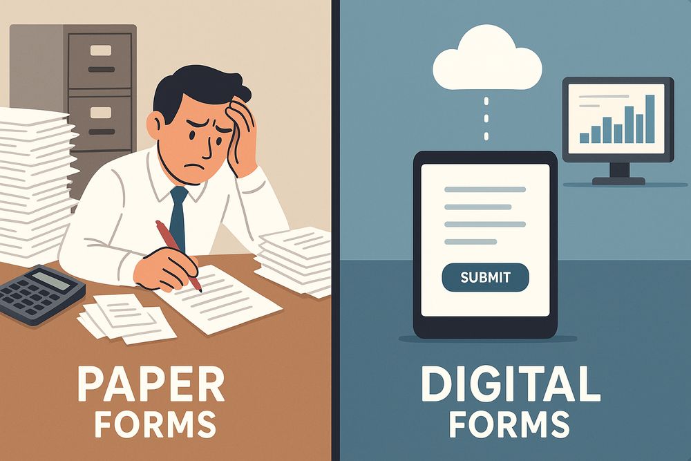 Comparison of paper forms chaos versus organized digital forms