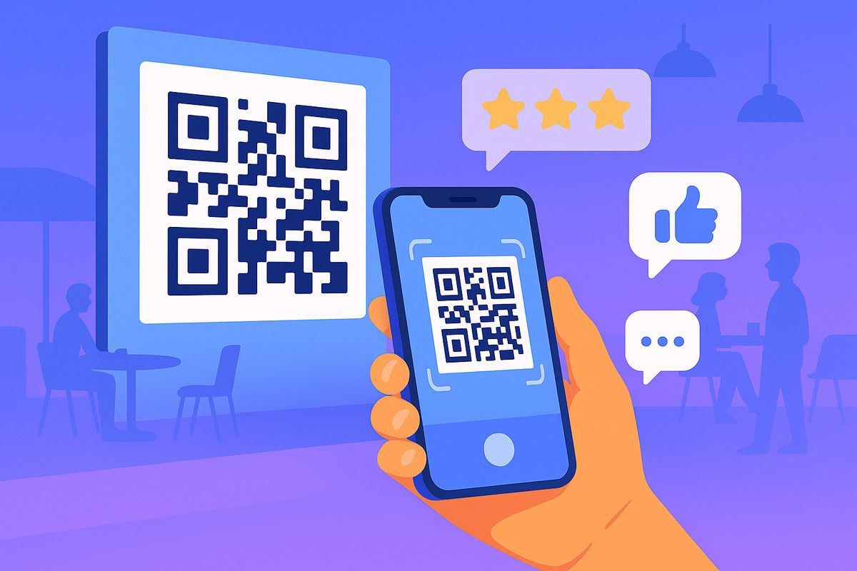 QR code being scanned at a physical location for instant feedback